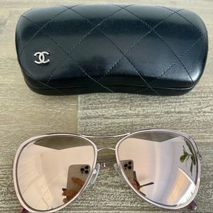 Authentic CHANEL 18k rose gold pilot sunglasses